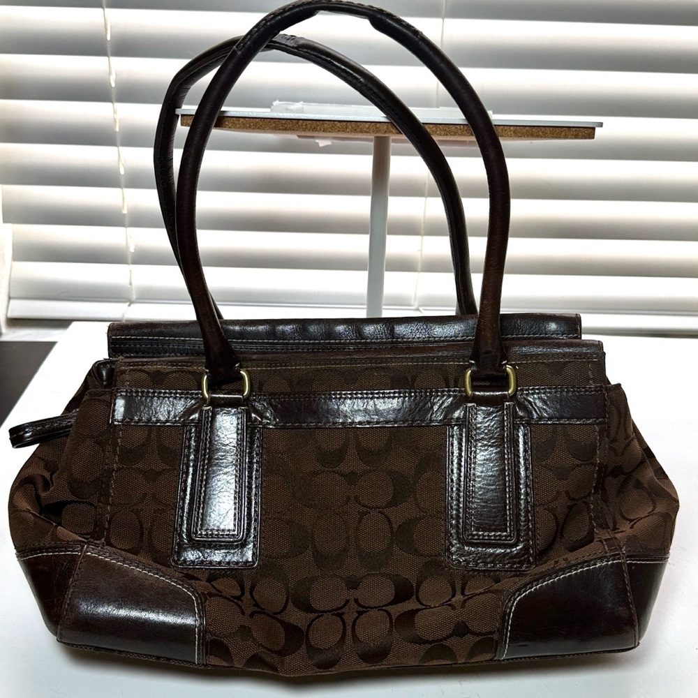 Coach Hampton YK2 bag purse shoulder handbag brown logo C - Picture 3 of 14